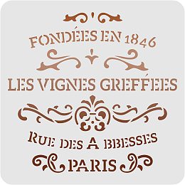 FINGERINSPIRE French Label Les Vignes Greffes Stencils Template 30x30cm/11.8x11.8inch Plastic Les Vignes Greffes Drawing Painting Stencils Square Reusable Stencils for Walls and Crafts