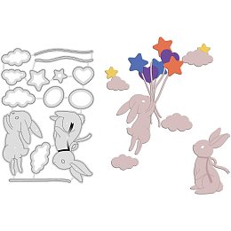 GLOBLELAND Rabbit Cutting Dies Balloon Die Cuts for DIY Scrapbooking Festival Birthday Wedding Cards Making Album Envelope Decoration,Matte Platinum