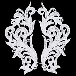 GORGECRAFT 6 Pairs 8.9x3.5 Inch White Flower Lace Fabric Sewing Floral Patches Trim Applique Lace for Sewing Trims Wedding Dress Clothes DIY Decoration