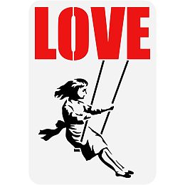 FINGERINSPIRE Banksy Girl On Swing Stencil 8.3x11.7inch Reusable Banksy Theme Painting Template Banksy Girl with Love Drawing Stencil Banksy Stencil for Painting on Wood Wall Fabric Furniture