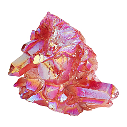 BENECREAT Titanium Coated Natural Red Rock Crystal Cluster Geode Stone Specimen, About 2x1.8x1.2" Raw Heart Shape Crystal Cluster Gemstone for Home Decoration