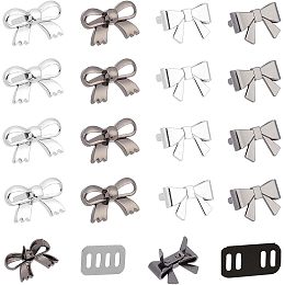 GORGECRAFT 16 Sets 4 Styles Removable Shoe Buckles Metal Bowknot Purse Decoration Clasp Black White Zinc Alloy Buckle Clips with Gasket for Shoes Bags Clothing Wedding Sewing Crafts Accessories