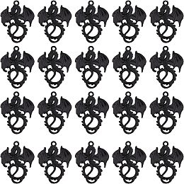 SUNNYCLUE 1 Box 50Pcs Dragon Charms Flying Dragon Charm Tibetan Style Electroplated Black Dragon Pterosaur Animal Charms for Jewelry Making Charm Courage Earrings Necklace Bracelet DIY Supplies Adult