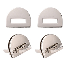 WADORN Zinc Alloy Bag Twist Lock Accessories, with Iron Finding, Handbags Turn Lock, Sectorial, Platinum, 1.2~4.2x3.1~3.9x0.05~1cm