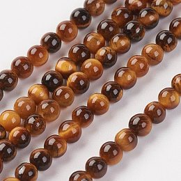 Honeyhandy Natural Tiger Eye Bead Strand, Grade AA, Round, 3mm, Hole: 0.8mm, about 127pcs/strand, 15.7 inch(40cm)