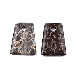 Honeyhandy Natural Ocean Jasper Big Pendants, Large Hole Pendant, Trapezoid Charm, 55~56x39~40x6~8mm, Hole: 8mm