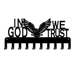 SUPERDANT Wall Hooks Key Holder Eagle in God We Trust Decorative Hooks Rack Hangers Stainless Steel Hook Wall Mounted Decorative with 10 Hooks for Key Hook Hats Metal Hooks