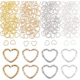 AHANDMAKER 320 Pcs Twist Open Jump Rings, 4 Colors Heart Shape Jump Ring Light Gold Platinum Rings Connectors Jewelry Findings for Bracelet Necklace Earring Keychain Link Jewelry Making, 11.5x14x1mm