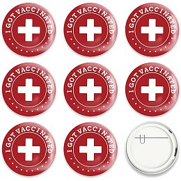 GLOBLELAND 9 Pcs Cartoon Vaccine Button Pins I Got Vaccinated Red for Men's/Women's Brooches or Doctors, Nurses, Hospitals, 2-1/4 Inch