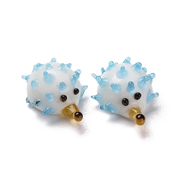 Honeyhandy Home Decorations, Handmade Lampwork Display Decorations, Hedgehog, White, 18x15x9mm