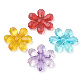 Honeyhandy Transparent Acrylic Beads, Flower, Mixed Color, 23.5x21.5x5mm, Hole: 2mm, about 495pcs/500g