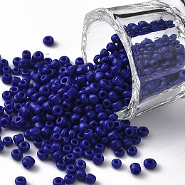 ARRICRAFT Glass Seed Beads, Opaque Colours Seed, Round, Blue, Size: about 3mm in diameter, hole:1mm, about 10000pcs/pound