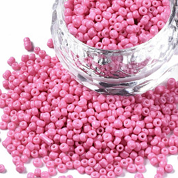 Arricraft Glass Seed Beads, Baking Paint, Round Hole, Round, Flamingo, 2~3x1.5~2mm, Hole: 0.8mm, about 450g/Pound