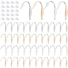 DICOSMETIC 48pcs 4 Colors 1.2mm 316 Stainless Steel Earring Hooks Lever Back Earwires Hypoallergenic Strong Hooks with Ear Nuts for Jewelry Making,Pin:0.8mm