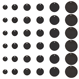 PandaHall Elite 36pcs Metal Stamping Blank Tags 6 Sizes Blank Stamping Tag 304 Stainless Steel Metal Discs Black Pet ID Tags for Earring Necklace Bracelet Jewelry Making, 8/10/12/15/20/25mm Diameter