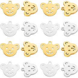 UNICRAFTALE 12Pcs 2 Colors Cute Bear Pendants Teddy Bear Charms Ion Plating 201 Stainless Steel Bear Jewellery Making Charms 1.2mm Hole Necklace Pendants for Jewellery Making