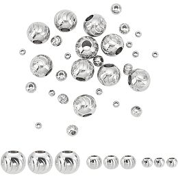 UNICRAFTALE 30 pcs 3 Size Round Beads Spacer Beads 3-10mm Stainless Steel Loose Beads Rondelle Beads Metal Spacer Beads Smooth Beads Finding for DIY Bracelet Necklace Jewelry Making