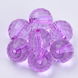 Honeyhandy Transparent Acrylic Beads, Faceted, Round, Dark Violet, 8x8mm, Hole: 1.5mm, about 1770pcs/500g