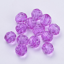 Honeyhandy Transparent Acrylic Beads, Faceted, Round, Dark Violet, 6x5.5mm, Hole: 1.3mm, about 4200pcs/500g