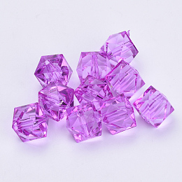 Honeyhandy Transparent Acrylic Beads, Faceted, Cube, Dark Violet, 10x10x8mm, Hole: 1.5mm, about 900pcs/500g