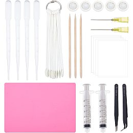 OLYCRAFT 47pcs Epoxy Resin Jewelry Making Kits Resin Making Tools Includes Mats Protective Films Needle Dispense Tips Nail Salon Dropper Tweezers Stirring Rod Syringe for Resin Jewelry Making Molds