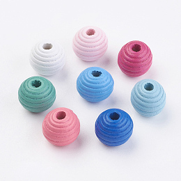 Honeyhandy Natural Maple Wood Beehive Beads, Dyed, Round, Mixed Color, 13~14x13mm, Hole: 3~4mm, about 640pcs/500g