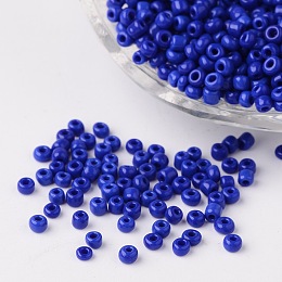 ARRICRAFT 8/0 Opaque Colours Round Glass Seed Beads, Blue, Size: about 3mm in diameter, hole:1mm, about 1101pcs/50g