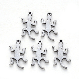 Honeyhandy 201 Stainless Steel Pendants, Laser Cut, Gecko, Stainless Steel Color, 17.5x9.5x1mm, Hole: 1mm