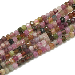 ARRICRAFT Natural Tourmaline Beads Strands, Faceted, Round, 3~3.5mm, Hole: 0.3mm, about 113pcs/strand, 14.9 inches