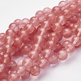 ARRICRAFT Cherry Quartz Glass Beads Strands, Round, Salmon, 8mm, Hole: 1mm, about 46pcs/strand, 15.2 inches