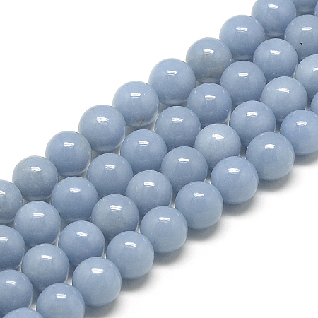 ARRICRAFT Natural Angelite Beads Strands, Anhydrite Beads, Round, 10mm, Hole: 1.5mm, about 40pcs/strand, 15.7 inches