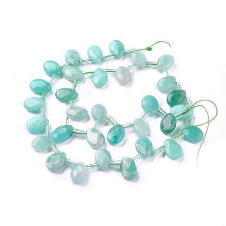 Arricraft Natural Amazonite Beads Strands, Faceted, teardrop, 12~12.5x8.5~9x4~5mm, about 32pcs/strand, 14.9 inches~16.1 inches(38~41cm)