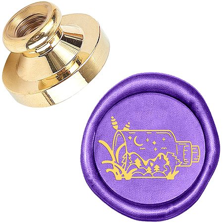 Pandahall Elite Wax Seal Stamp, 25mm Mountains in Bottle Retro Brass Head Sealing Stamps, Removable Sealing Stamp for Wedding Envelopes Letter Card Invitations Bottle Decoration