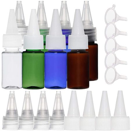BENECREAT 16 Pack 10ml Small Plastic Squeeze Dispensing Bottles with White and Clear Leak-Proof Caps for Glue, Paint, and Other Liquids