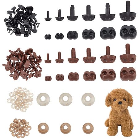 PandaHall Elite 12 Style Safety Noses, 72pcs Plastic Crafts Nose with Washers Assorted Sizes Animal Bear Noses for Plush Stuffed Animals Crochet Puppet Dog Crafts Making