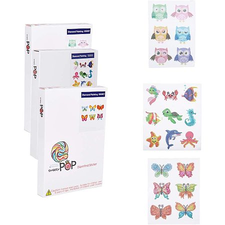 Arricraft 3 Sets Diamond Painting Kits 5D Diamond Stickers DIY Cute Animal Sea World Painting with Diamonds Stitch Pen, Plastic Tray and Diamonds Point Pen Drilling Mud for Adult Beginners Students