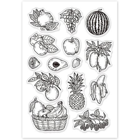 GLOBLELAND Spring Summer Fruits Clear Stamps Transparent Silicone Stamp Seal for Card Making Decoration and DIY Scrapbooking