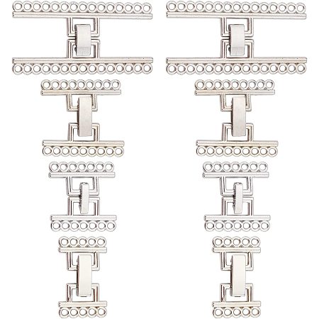 SUPERFINDINGS 8 Sets 4 Styles Alloy Slide Lock Clasp Platinum Layering Clasp Brass Multi Strands Slide Clasps for Jewelry Craft, Hole: 2mm