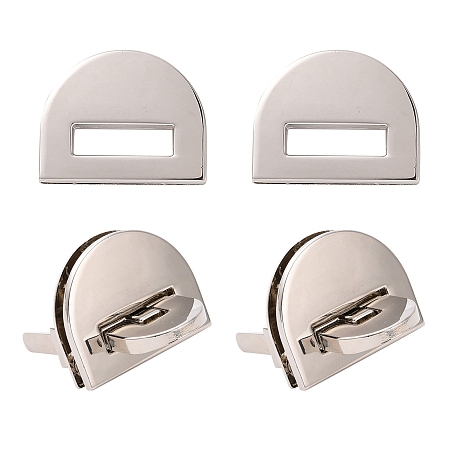WADORN Zinc Alloy Bag Twist Lock Accessories, with Iron Finding, Handbags Turn Lock, Sectorial, Platinum, 1.2~4.2x3.1~3.9x0.05~1cm
