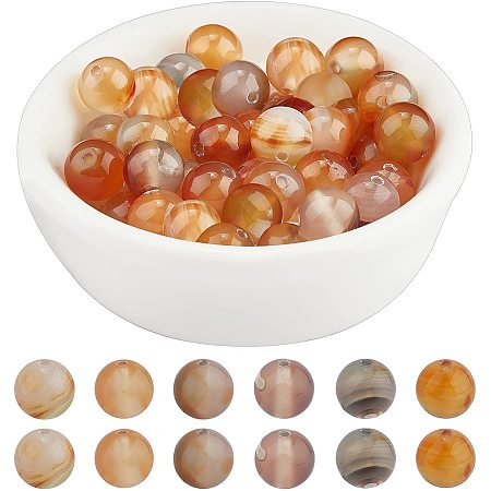 Arricraft About 96 Pcs Natural Stone Beads 8mm, Natural Carnelian Round Beads, Gemstone Loose Beads for Bracelet Necklace Jewelry Making ( Hole: 1mm )