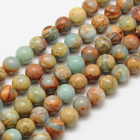 Honeyhandy Round Natural Aqua Terra Jasper Beads Strands, 8mm, Hole: 1mm, about 51pcs/strand, 15.7 inch