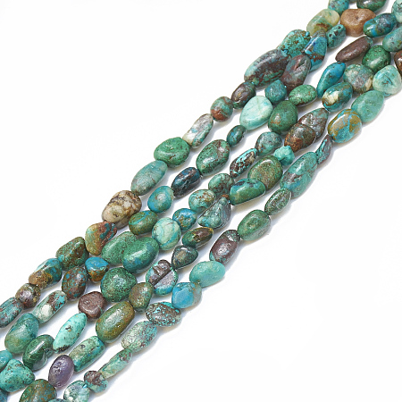 Honeyhandy Natural Chrysocolla Beads Strands, Tumbled Stone, Nuggets, 4~15x4~8x3~7mm, Hole: 1mm, about 40~70pcs/strand, 15.7 inch