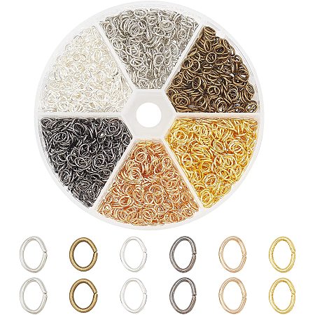 CHGCRAFT 1800Pcs 6 Colors Oval Jump Rings Iron Open Rings Connectors Jewelry Findings for Earring Bracelet Necklace DIY