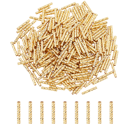 DICOSMETIC 300Pcs Long Tube Spacer Beads Golden Straight Noodle Beads Macrame Beads 1mm Loose Spacer Beads Small Hole Tube Beads Brass Beads for Jewelry Making DIY Sewing Craft