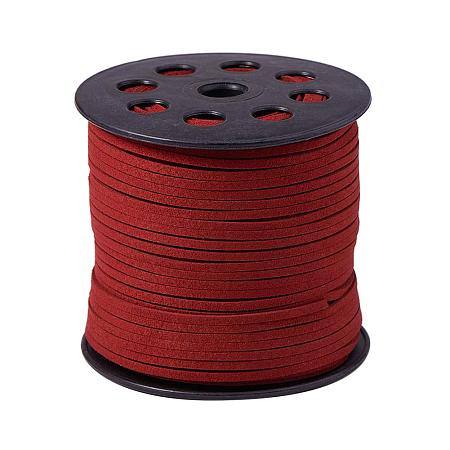 ARRICRAFT 1 Roll (100 Yards,300 Feet) Micro-Fiber Faux Leather Suede Cord String with Roll Spool,2.7x1.4mm (DarkRed)
