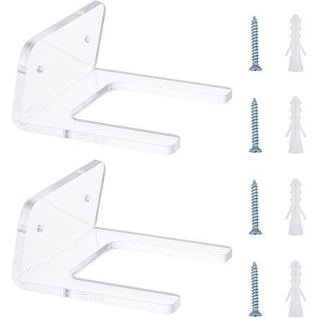 SUPERFINDINGS 2set Acrylic Guitar Wall Hanger Set 2pcs Clear Guitar Wall Hanger with 4pcs Iron Screws and Plastic Plugs 9.4x10x4.85cm Guitar Wall Hook Mount for Guitar