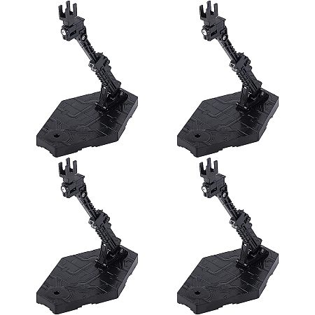 OLYCRAFT 4 Sets Black Action Figure Stand Assembly Action Figure Display Holder Display Doll Model Support Stand with Iron Screws & Nuts for Multiple Models - 9.1x7.2x0.5 Inch