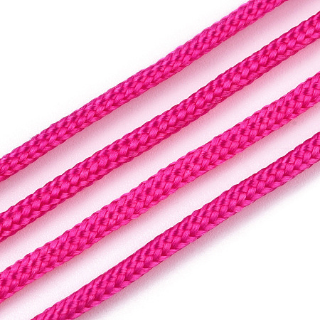 Honeyhandy Polyester & Spandex Cord Ropes, 16-Ply, Deep Pink, 2mm, about 109.36 yards(100m)/bundle