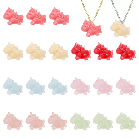 CHGCRAFT 21Pcs 7Colors Unicorn Resin Beads 3D Unicorn Beads Imitation Jade Beads Opaque Resin Beads for DIY Jewelry Making Necklace Bracelet Earring Accessories