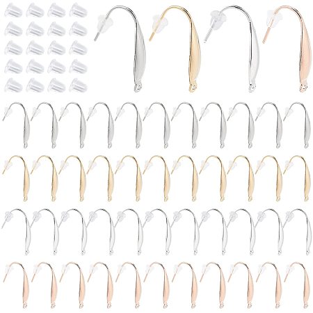 DICOSMETIC 48pcs 4 Colors 1.2mm 316 Stainless Steel Earring Hooks Lever Back Earwires Hypoallergenic Strong Hooks with Ear Nuts for Jewelry Making,Pin:0.8mm